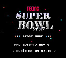 Tecmo Super Bowl 2017 (tecmobowl.org hack) Title Screen